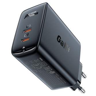 Telefonų, planšetinių kompiuterių ir GPS įkrovikliai - Wall charger Acefast A29 PD50W GAN 2x USB-C 50W (black) A29 black - быстр