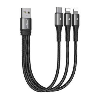 Cables - USB cable Joyroom S-01530G10 3in1 USB-C / 2x Lightning 3.5A 0.15m (black) S-01530G10 - quick order from manufacturer