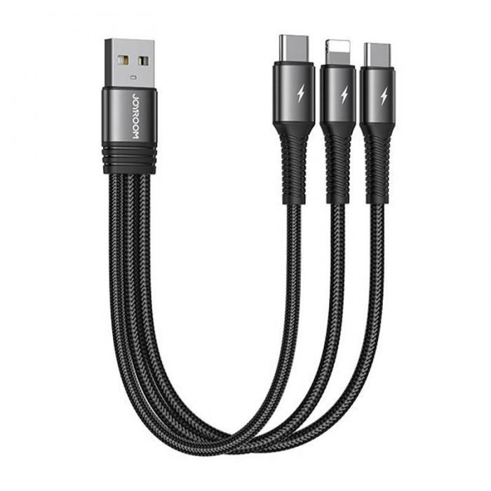 Cables - USB cable Joyroom S-01530G11 3in1 2x USB-C / Lightning 3.5A 0.15m (black) S-01530G11 - quick order from manufacturer