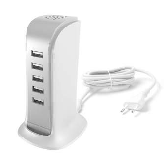 Kabeļi - Charger Dudao A5EU 5x USB + power cable (white) A5EU - ātri pasūtīt no ražotāja