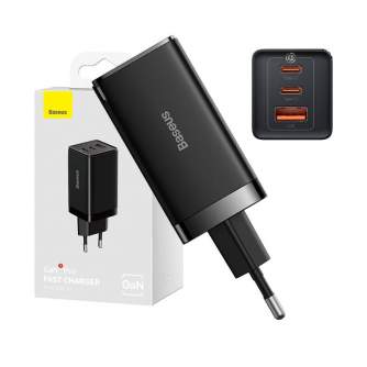 Wall charger Baseus GaN5 Pro 2xUSB-C + USB, 65W (black) CCGP120201