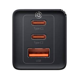 Kabeļi - Wall charger Baseus GaN5 Pro 2xUSB-C + USB, 65W (black) CCGP120201 - ātri pasūtīt no ražotāja