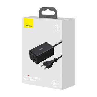 Зарядные устройства - Wall charger Baseus GaN5 Pro 2xUSB-C + USB + HDMI, 67W (black) CCGP110201 - быстрый заказ от производителя