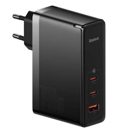 Wall charger Baseus GaN5 Pro 2xUSB-C + USB, 140W (black) CCGP100201