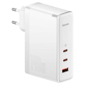 Кабели - Wall charger Baseus GaN5 Pro 2xUSB-C + USB, 140W (white) CCGP100202 - быстрый заказ от производителя