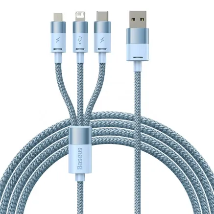 3in1 USB cable Baseus StarSpeed Series, USB-C + Micro + Lightning 3,5A, 1.2m (Blue) CAXS000017
