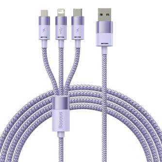 Кабели - 3in1 USB cable Baseus StarSpeed Series, USB-C + Micro + Lightning 3,5A, 1.2m (Purple) CAXS000005 - быстрый заказ от про