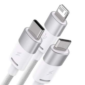 Cables - 3in1 USB cable Baseus StarSpeed Series, USB-C + Micro + Lightning 3,5A, 1.2m (White) CAXS000002 - quick order from manufacturer