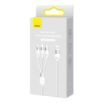 Cables - 3in1 USB cable Baseus StarSpeed Series, USB-C + Micro + Lightning 3,5A, 1.2m (White) CAXS000002 - quick order from manufacturer