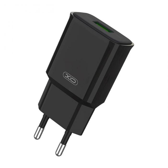 Kabeļi - Wall charger XO L92D, 1x USB, 18W, QC 3.0 (black) L92D Black - ātri pasūtīt no ražotāja