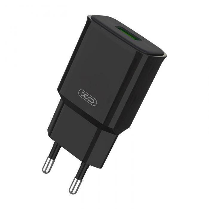 Telefonų, planšetinių kompiuterių ir GPS įkrovikliai - Wall charger XO L92D, 1x USB, 18W, QC 3.0 (black) L92D Black - купить сег