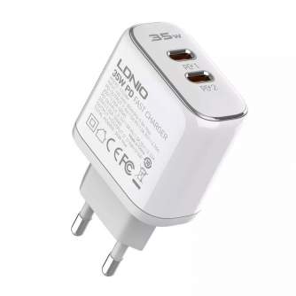 Cables - MFi wall charger LDNIO A2528M, 2xUSB-C, USB-C to Lightning 35W A2528M EU - quick order from manufacturer