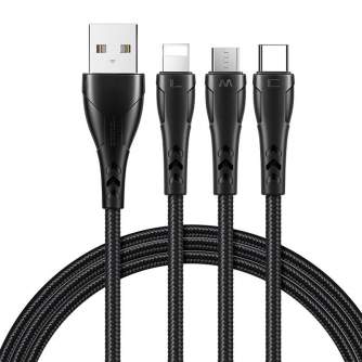 3in1 USB to USB-C / Lightning / Micro USB Cable, Mcdodo CA-6960, 1.2m (Black) CA-6960