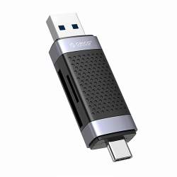 Atmiņas kartes - Orico CD2D-AC2-BK-EP TF/SD memory card reader, USB + USB-C (black) - perc šodien veikalā un ar piegādi