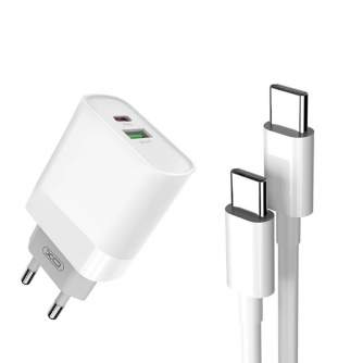 Кабели - Wall Charger with + USB-C Cable XO L64 20W, QC3.0, PD (white) L64 + USB-C - быстрый заказ от производителя