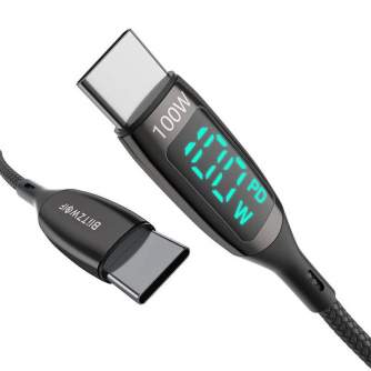 Kabeļi - USB-C cable to USB-C Blitzwolf BW-TC23, 100W 1.8m (black) BW-TC23 6ft - ātri pasūtīt no ražotāja