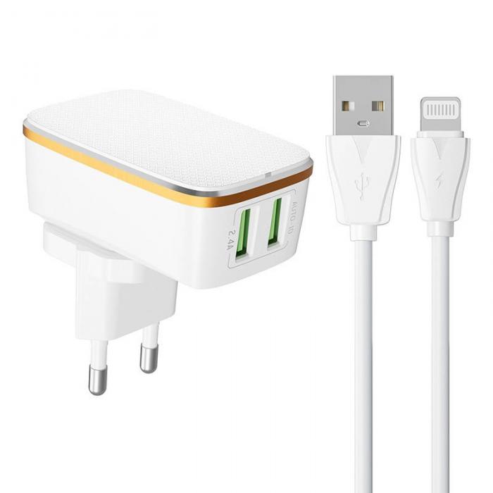 Cables - Wall charger LDNIO A2204 2USB + Lightning cable A2204 Lightning - quick order from manufacturer