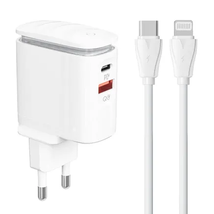 Wall charger LDNIO A2423C USB, USB-C + USB-C - Lightning cable A2423C Type