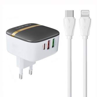 Kabeļi - Wall charger LDNIO A3513Q 2USB, USB-C 32W + USB-C - Lightning cable A3513Q Type C to lig - ātri pasūtīt no ražotāja