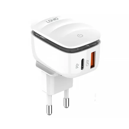 Wall charger LDNIO A2425C USB, USB-C with lamp + microUSB Cable A2425C Micro