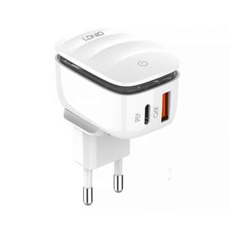 Cables - Wall charger LDNIO A2425C USB, USB-C with lamp + microUSB Cable A2425C Micro - quick order from manufacturer