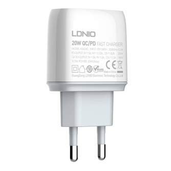 Cables - Wall charger LDNIO A2424C USB, USB-C 20W + Lightning Cable A2424C Lightning - quick order from manufacturer