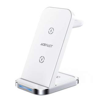 Inductive charger 3in1 Qi with stand Acefast E15 15W (white) E15 white