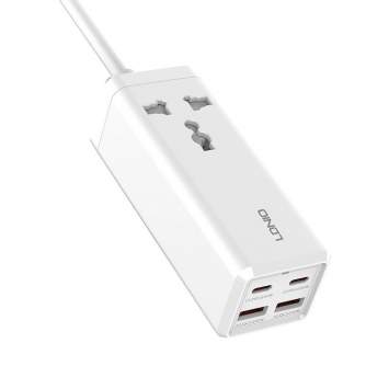 New products - Power strip with 1 AC socket, 2x USB, 2x USB-C LDNIO SC1418, EU/US, 2500W (white) SC1418 EU - quick order from manufacturer