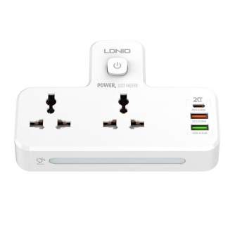 New products - LDNIO SC2311 Power Strip with 2 AC Outlets, 2USB, USB-C, 2500W with Night Light, EU/US (White) SC2311 - quick order from manufacturer