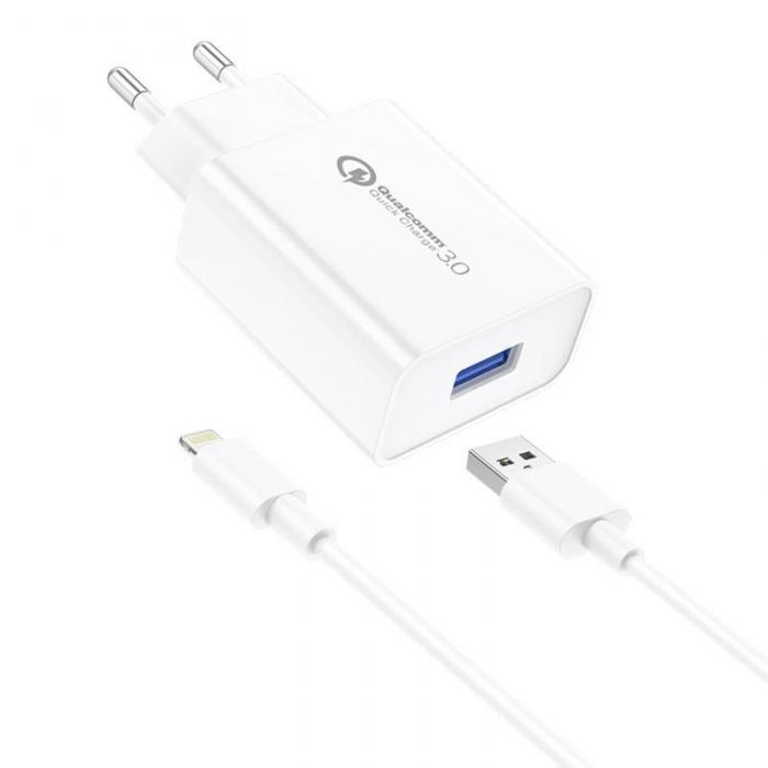 Кабели - Foneng EU13 Wall Charger + USB to Lightning Cable, 3A (White) EU13 iPhone - быстрый заказ от производителя