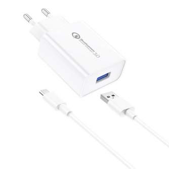 Kabeļi - Wall Charger Foneng EU13 + USB to Micro USB Cable, 3A (White) EU13 Micro - ātri pasūtīt no ražotāja
