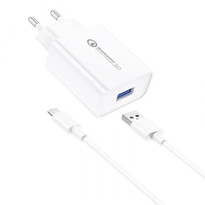 Кабели - Wall Charger Foneng EU13 + USB to Micro USB Cable, 3A (White) EU13 Micro - быстрый заказ от производителя