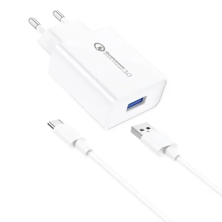 Foneng EU13 Wall Charger + USB to USB-C Cable, 3A (White) EU13 Type-C