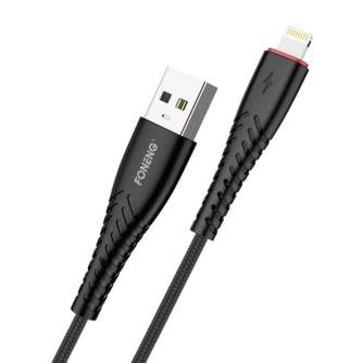 Kabeļi - Cable USB braid data Foneng X15 iPhone (black) X15 iPhone / Black - ātri pasūtīt no ražotāja