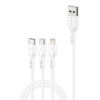 Kabeļi - Cable USB Foneng X36 3in1 (white) X36 3 in 1 / White - ātri pasūtīt no ražotāja
