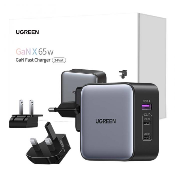 Portatīvie akumulatori - Ugreen Nexode wall charger, 2x USB-C + USB, 65W 90409 - ātri pasūtīt no ražotāja