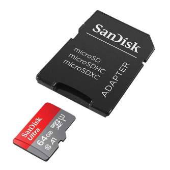 Atmiņas kartes - Memory card SanDisk ULTRA ANDROID microSDXC 64 GB 140MB/s A1 Cl.10 UHS-I + ADAPTER SDSQUAB-064G-GN6MA - perc šodien veikalā un ar piegādi