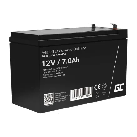 Green Cell Rechargeable battery AGM 12V 7Ah Maintenancefree for UPS ALARM AGM04