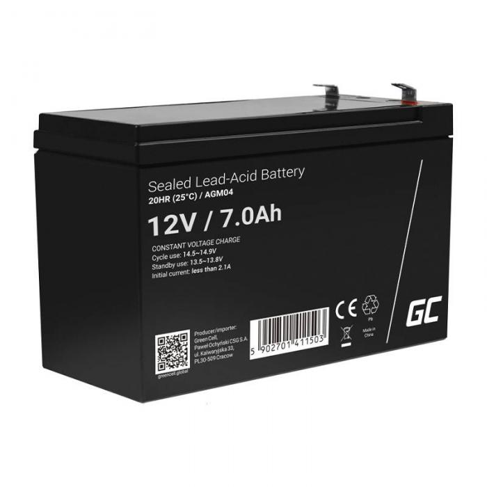 Sortimenta jaunumi - Green Cell Rechargeable battery AGM 12V 7Ah Maintenancefree for UPS ALARM AGM04 - ātri pasūtīt no ražotāja