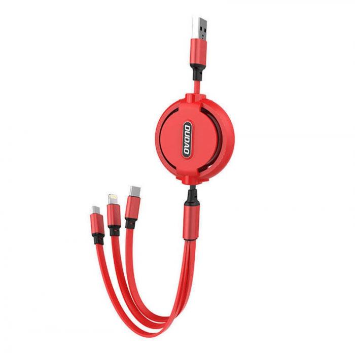 Kabeļi - USB cable Dudao L8H 3in1 USB-C / Lightning / Micro 2.4A, 1.1m (red) L8H red - ātri pasūtīt no ražotāja