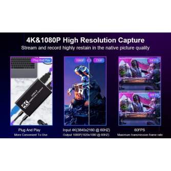 Straumēšanai - RoGer video capture card HDMI 4K - ātri pasūtīt no ražotāja
