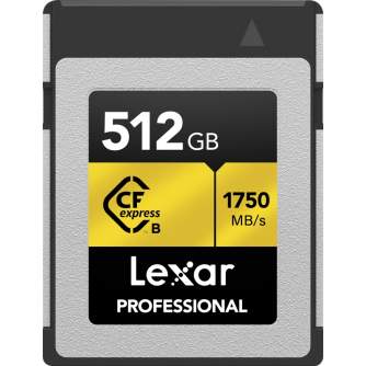 Atmiņas kartes - LEXAR CFEXPRESS PRO GOLD R1750/W1500 512GB LCXEXPR512G-RNENG - ātri pasūtīt no ražotāja