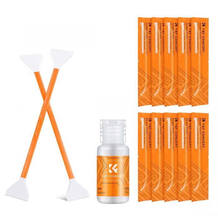 New products - K&F Concept 10Pcs Double-Headed Cleaning Stick + 20ML Cleaning Solution SKU.1965 - quick order from manufacturer