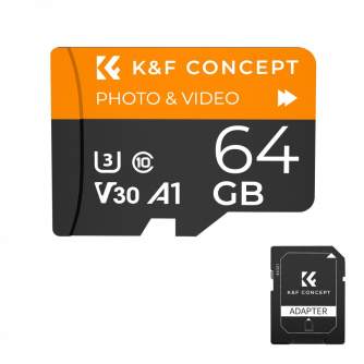 Atmiņas kartes - K&F Concept 64GB micro SD card U3/V30/A1 with adapter memory card KF42.0012 - ātri pasūtīt no ražotāja
