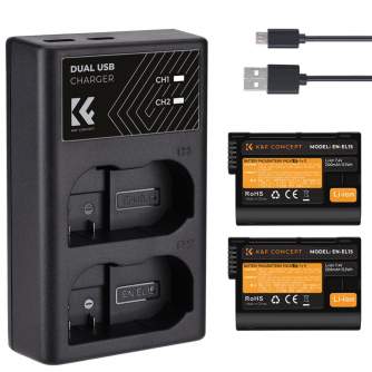 Kameru akumulatori - K&F Concept K&F EN-EL15 2000mAh Digital Camera Dual Battery with Dual Channel - perc šodien veikalā un ar piegādi