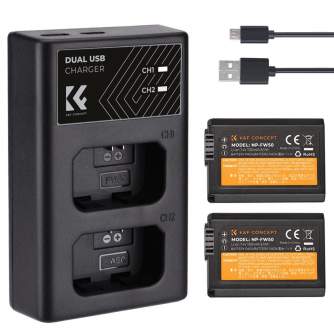 Sortimenta jaunumi - K&F Concept K&F FW50 1030mAh Digital Camera Dual Battery with Dual Channel Charger, for Sony Camera Charger KF28.0015 - ātri pasūtīt no ražotāja