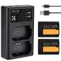 K&F Concept NP-FZ100 dual USB charger with two 2280mAh Sony-compatible batteries, Micro USB and Type C charging cable included