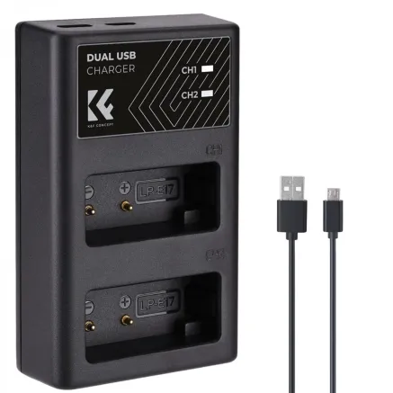 K&F Concept LP-E17 Digital Camera Dual Channel Charger with type c Charging