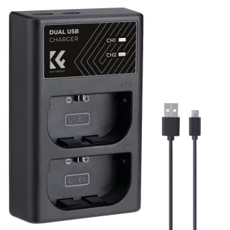 Kameras bateriju lādētāji - K&F Concept LPE6NH Digital Camera Dual Channel Charger with type c Charging - perc šodien veikalā un ar piegādi