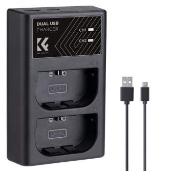 K&F Concept K&F LPE6NH Digital Camera Dual Channel Charger with type c Charging Cable KF28.0007